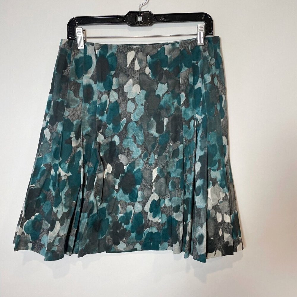 Lavia 18 Pleated A-line Skirt Womens Size‎ EUR 42 Black Green Lined Side Zip